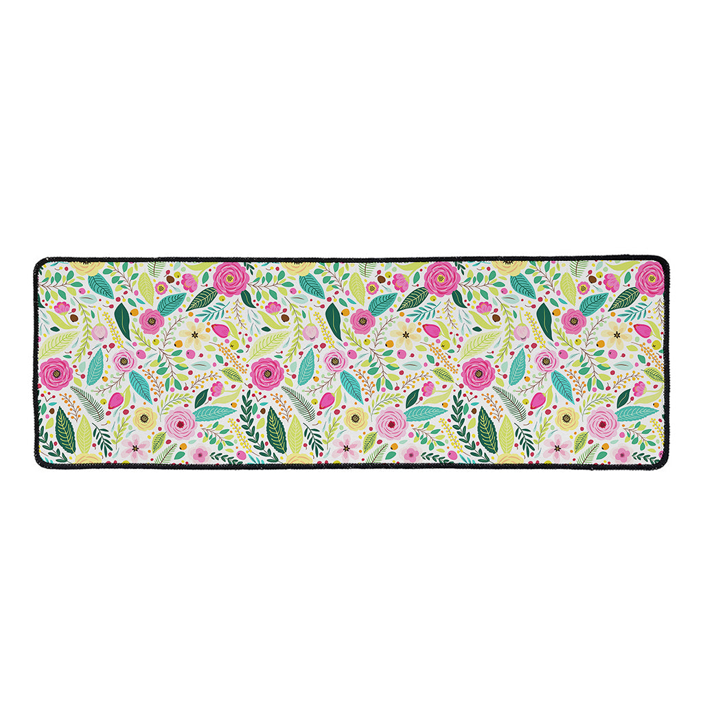 Girly Spring Flower Pattern Print Long Kitchen Mat