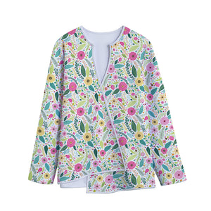 Girly Spring Flower Pattern Print Long Sleeve Short Coat