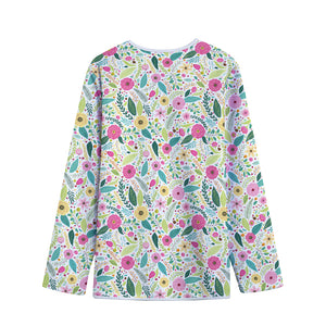 Girly Spring Flower Pattern Print Long Sleeve Short Coat