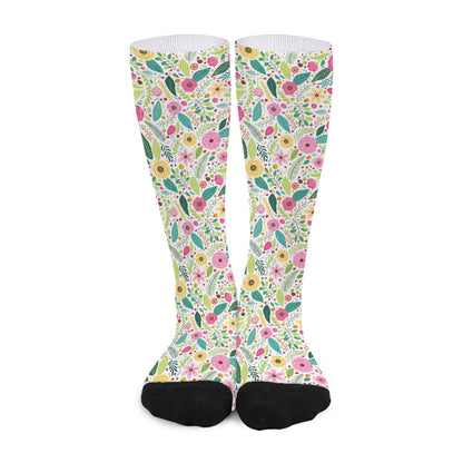 Girly Spring Flower Pattern Print Long Socks