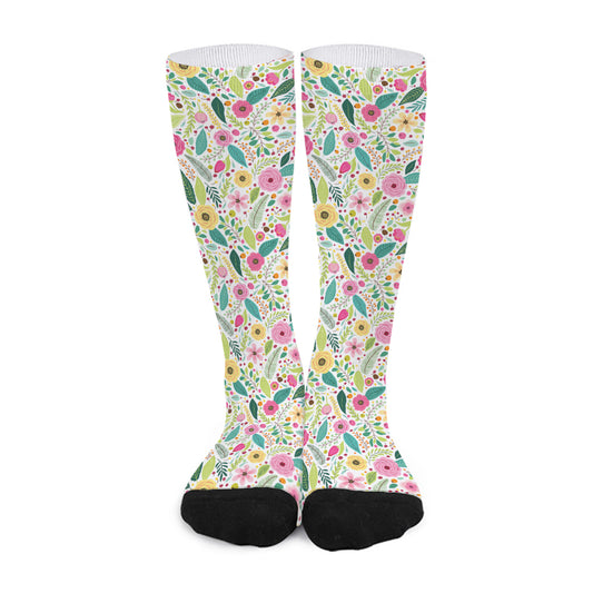 Girly Spring Flower Pattern Print Long Socks