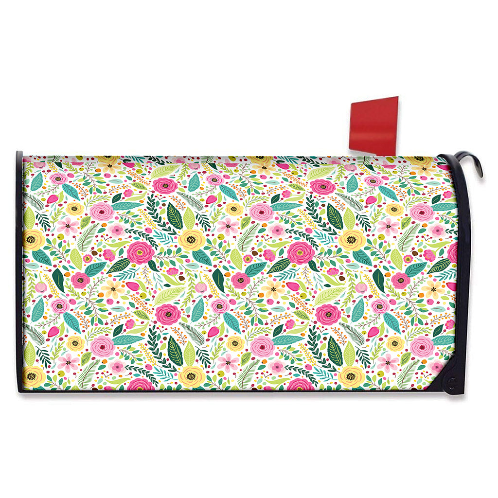 Girly Spring Flower Pattern Print Mailbox Cover