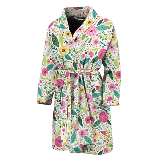 Girly Spring Flower Pattern Print Men's Bathrobe