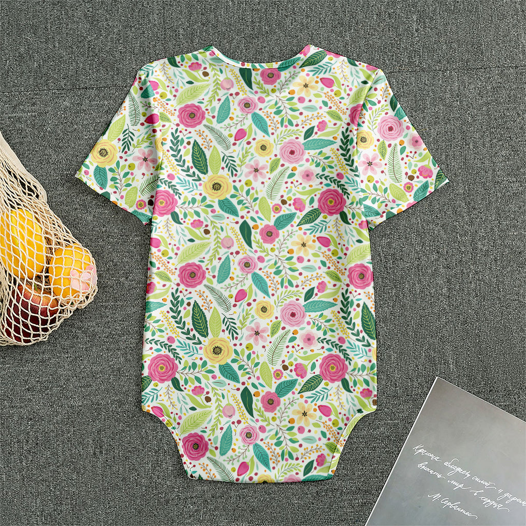 Girly Spring Flower Pattern Print Men's Bodysuit