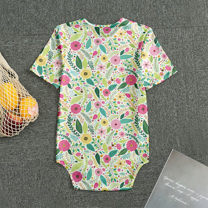 Girly Spring Flower Pattern Print Men's Bodysuit