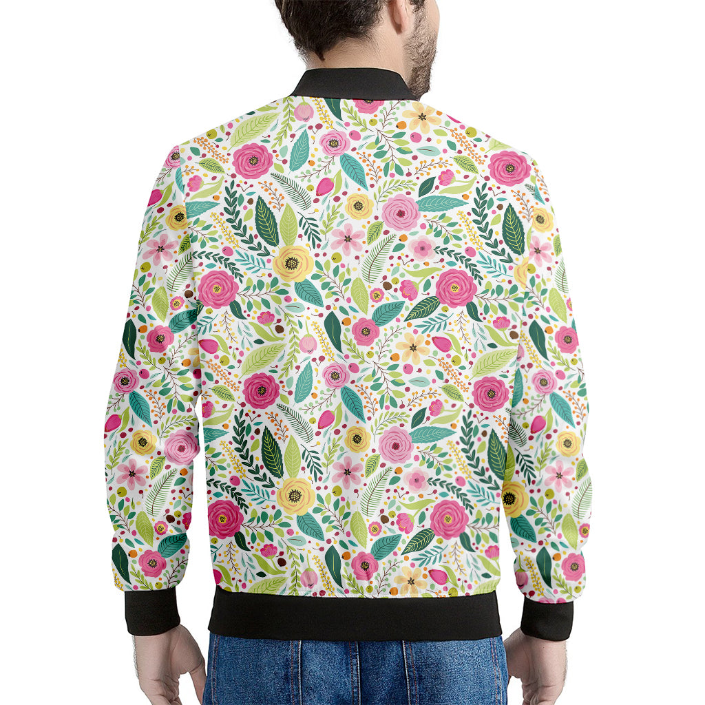 Girly Spring Flower Pattern Print Men's Bomber Jacket