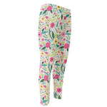 Girly Spring Flower Pattern Print Men's Compression Pants