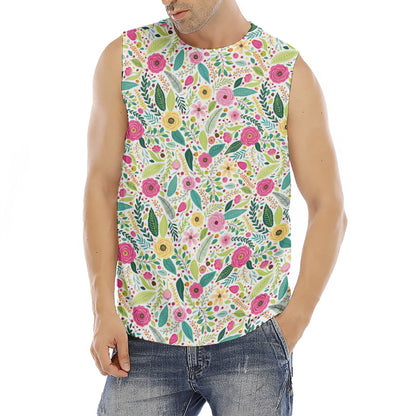 Girly Spring Flower Pattern Print Men's Fitness Tank Top