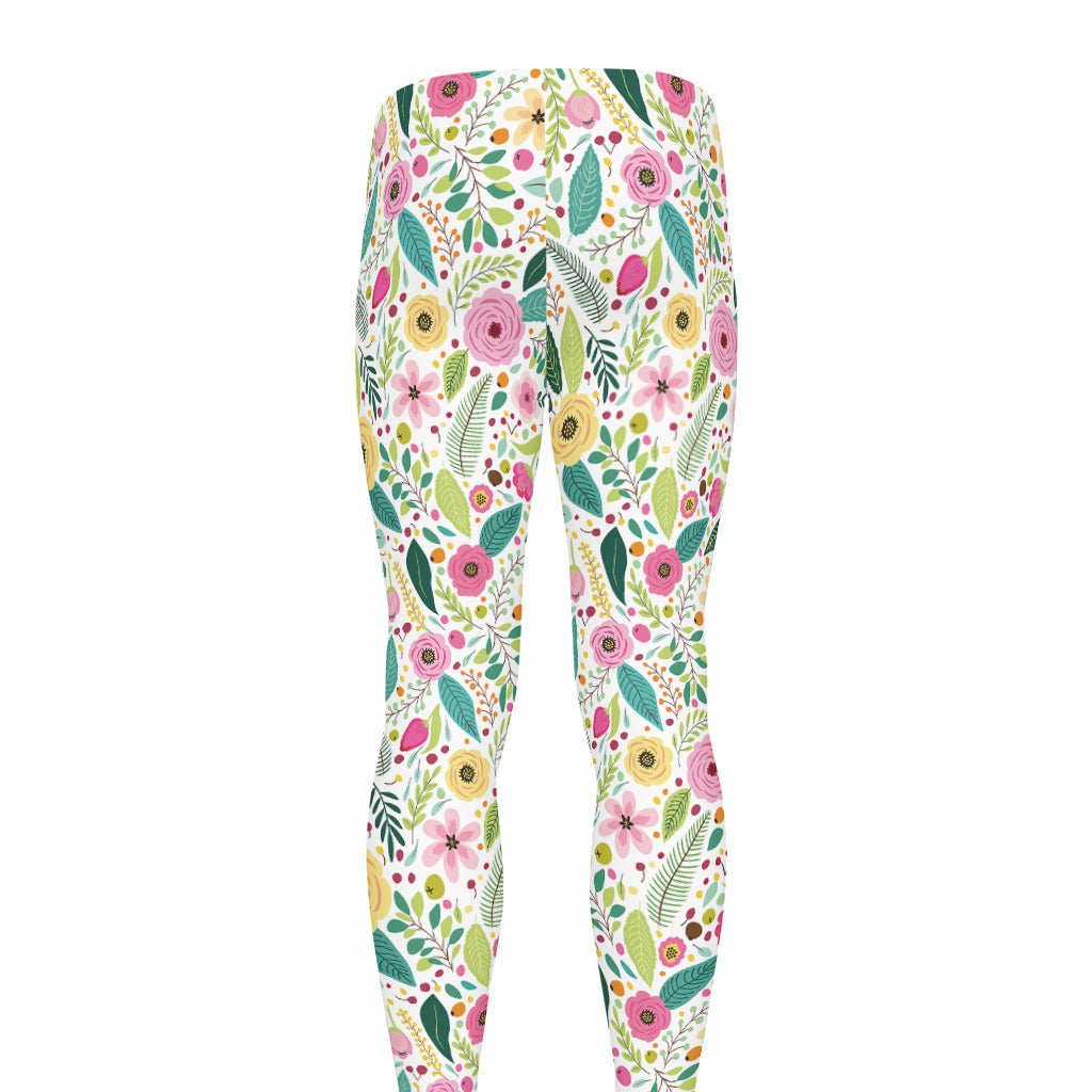 Girly Spring Flower Pattern Print Men's leggings