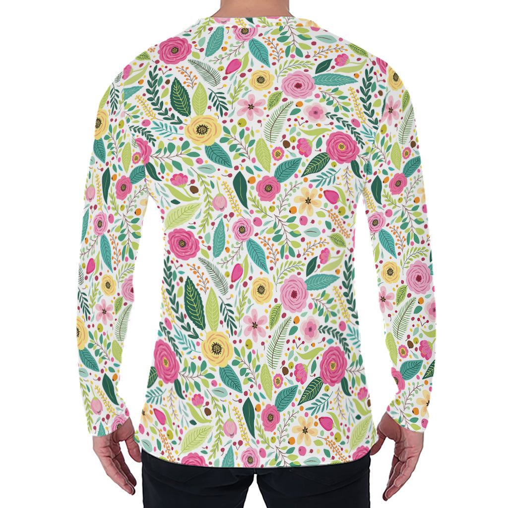 Girly Spring Flower Pattern Print Men's Long Sleeve T-Shirt