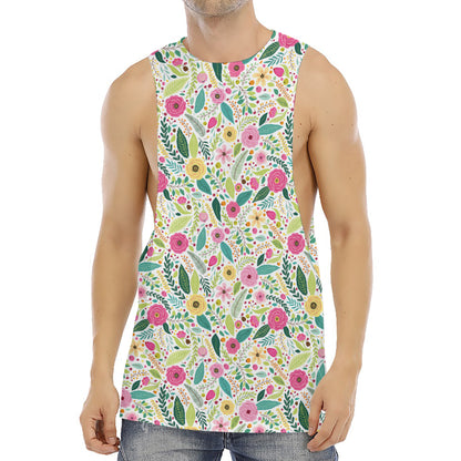 Girly Spring Flower Pattern Print Men's Muscle Tank Top