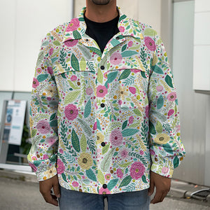 Girly Spring Flower Pattern Print Men's Shirt Jacket