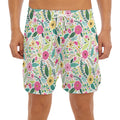 Girly Spring Flower Pattern Print Men's Split Running Shorts
