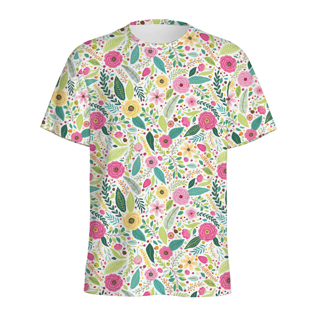 Girly Spring Flower Pattern Print Men's Sports T-Shirt
