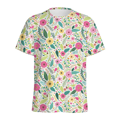Girly Spring Flower Pattern Print Men's Sports T-Shirt