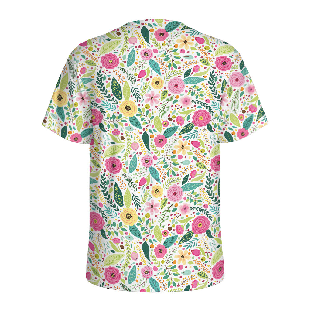 Girly Spring Flower Pattern Print Men's Sports T-Shirt