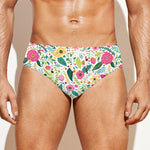Girly Spring Flower Pattern Print Men's Swim Briefs