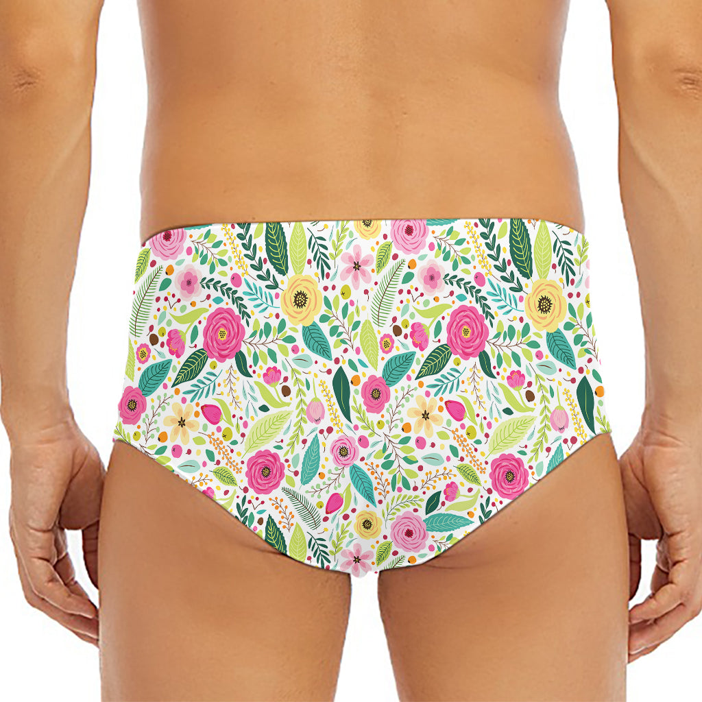 Girly Spring Flower Pattern Print Men's Triangle Swim Briefs