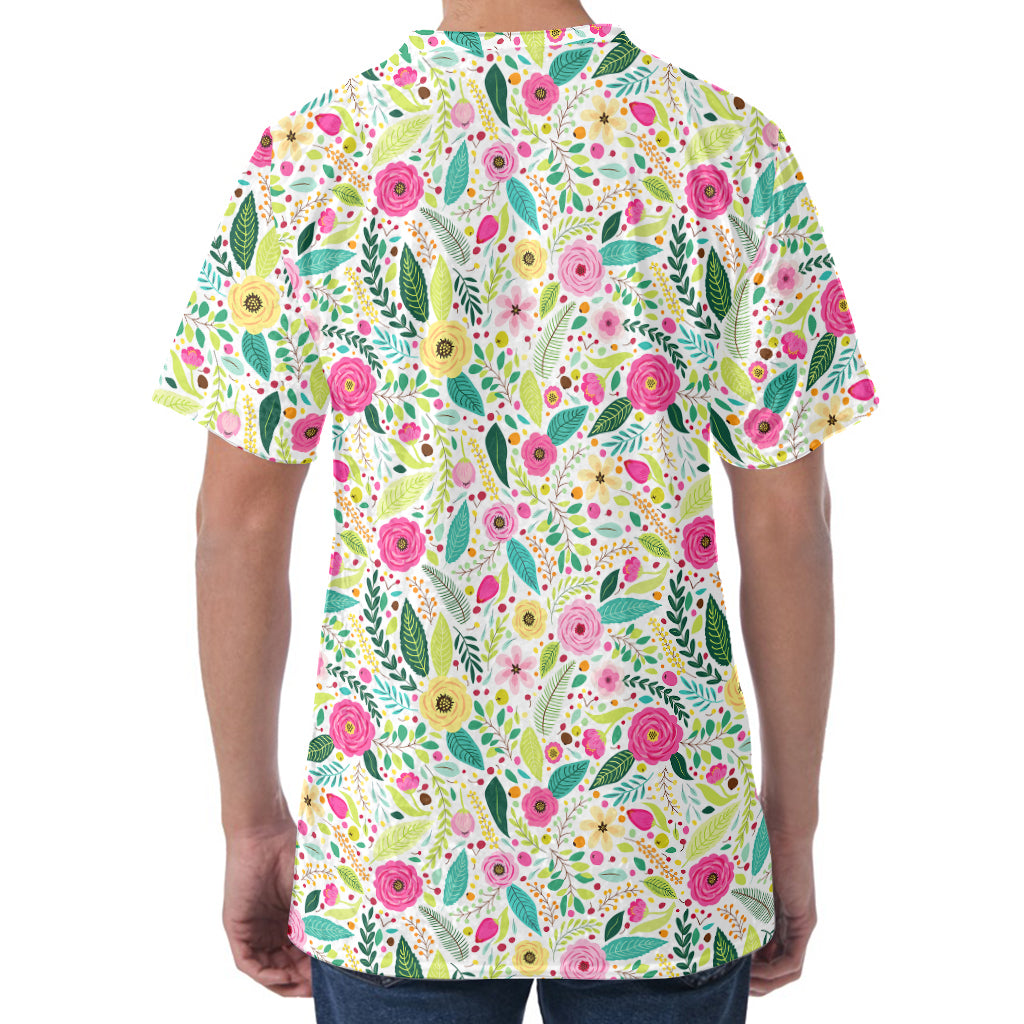 Girly Spring Flower Pattern Print Men's Velvet T-Shirt