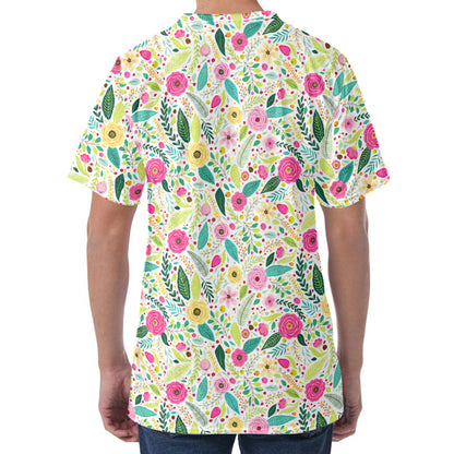 Girly Spring Flower Pattern Print Men's Velvet T-Shirt