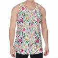 Girly Spring Flower Pattern Print Men's Velvet Tank Top