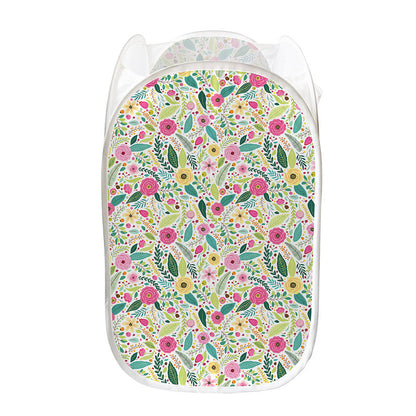 Girly Spring Flower Pattern Print Mesh Laundry Hamper