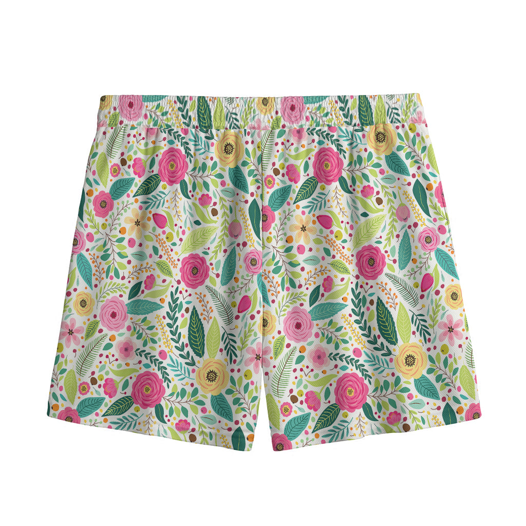 Girly Spring Flower Pattern Print Mesh Shorts