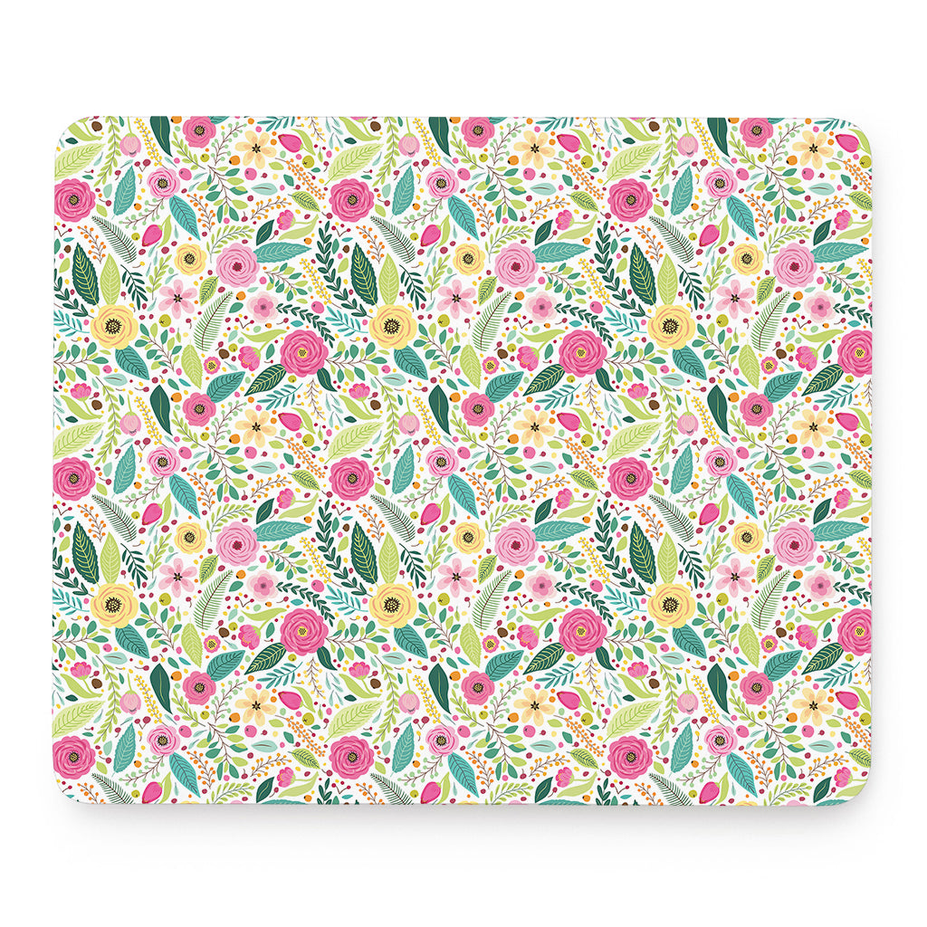 Girly Spring Flower Pattern Print Mouse Pad