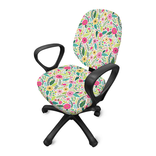 Girly Spring Flower Pattern Print Office Chair Cover