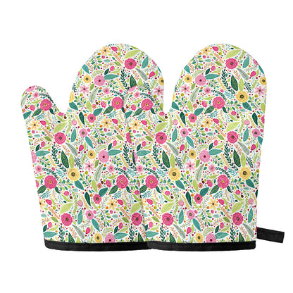 Girly Spring Flower Pattern Print Oven Mitts