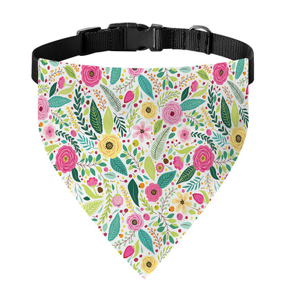Girly Spring Flower Pattern Print Over The Collar Dog Bandana