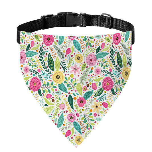 Girly Spring Flower Pattern Print Over The Collar Dog Bandana