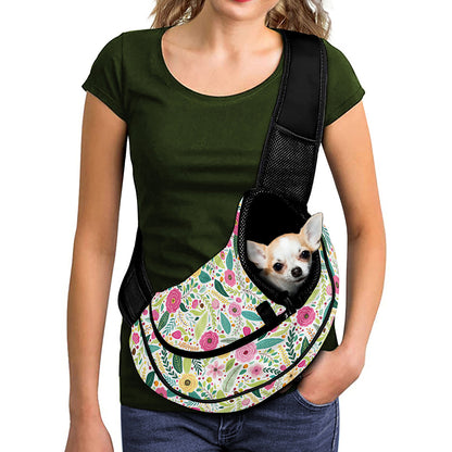 Girly Spring Flower Pattern Print Pet Sling Carrier