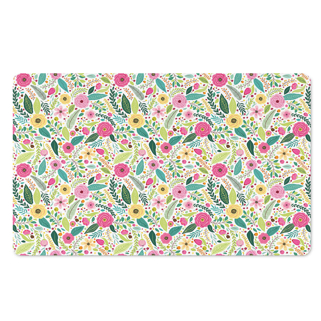 Girly Spring Flower Pattern Print Polyester Doormat