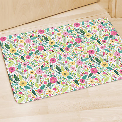 Girly Spring Flower Pattern Print Polyester Doormat