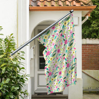 Girly Spring Flower Pattern Print Polyester Flag