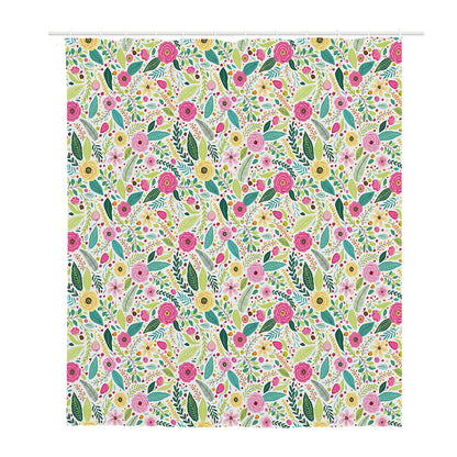 Girly Spring Flower Pattern Print Polyester Shower Curtain