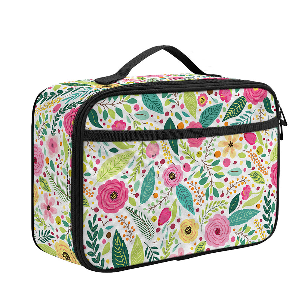 Girly Spring Flower Pattern Print Portable Lunch Bag