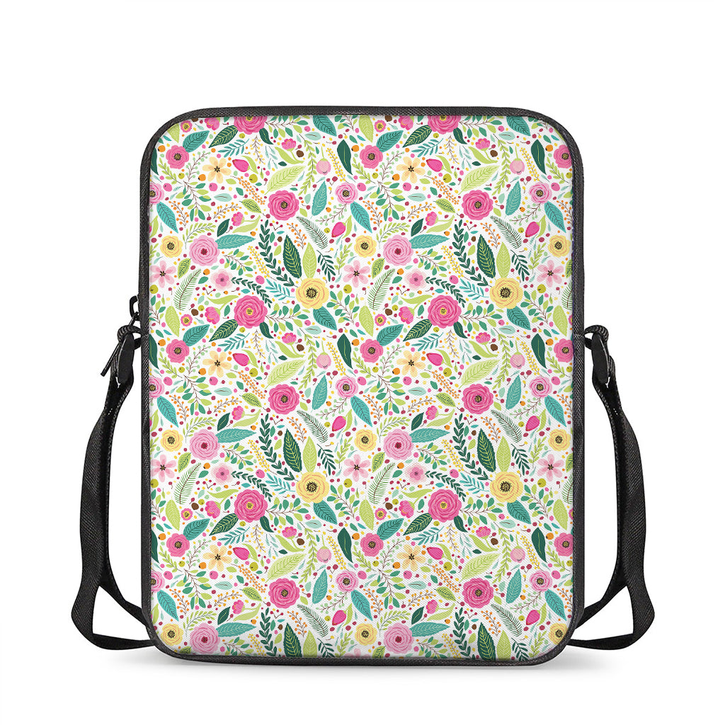 Girly Spring Flower Pattern Print Rectangular Crossbody Bag