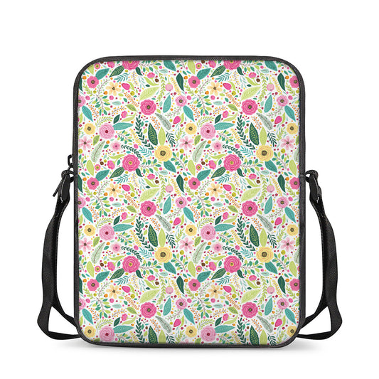 Girly Spring Flower Pattern Print Rectangular Crossbody Bag