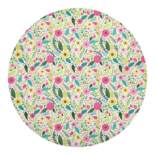 Girly Spring Flower Pattern Print Round Blanket