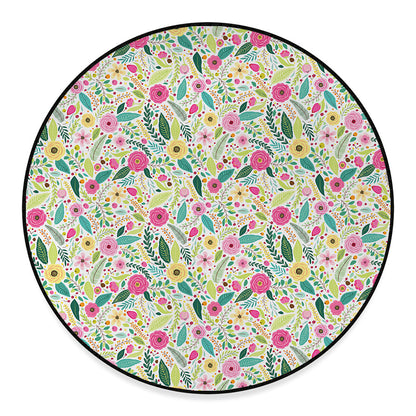 Girly Spring Flower Pattern Print Round Floor Mat