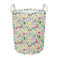 Girly Spring Flower Pattern Print Round Laundry Basket