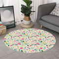 Girly Spring Flower Pattern Print Round Rug