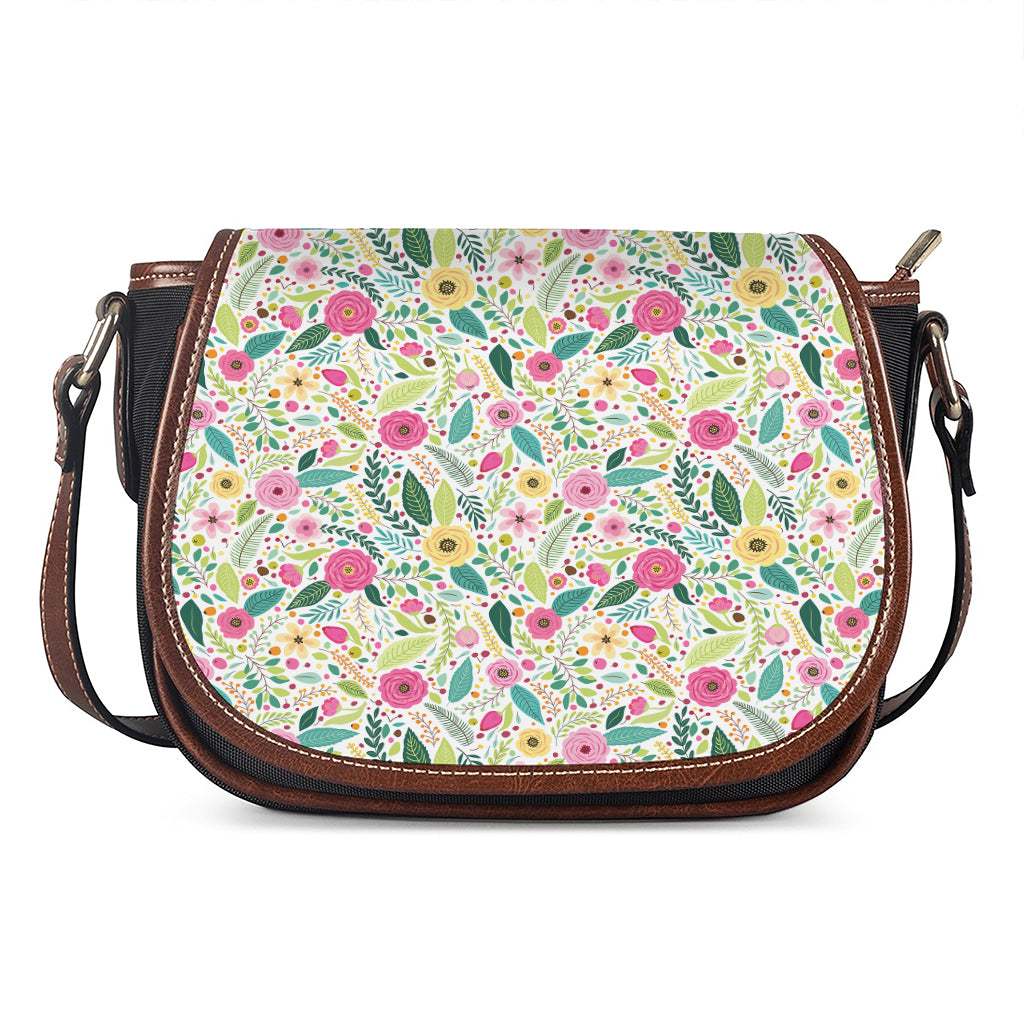 Girly Spring Flower Pattern Print Saddle Bag