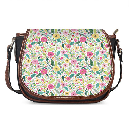 Girly Spring Flower Pattern Print Saddle Bag