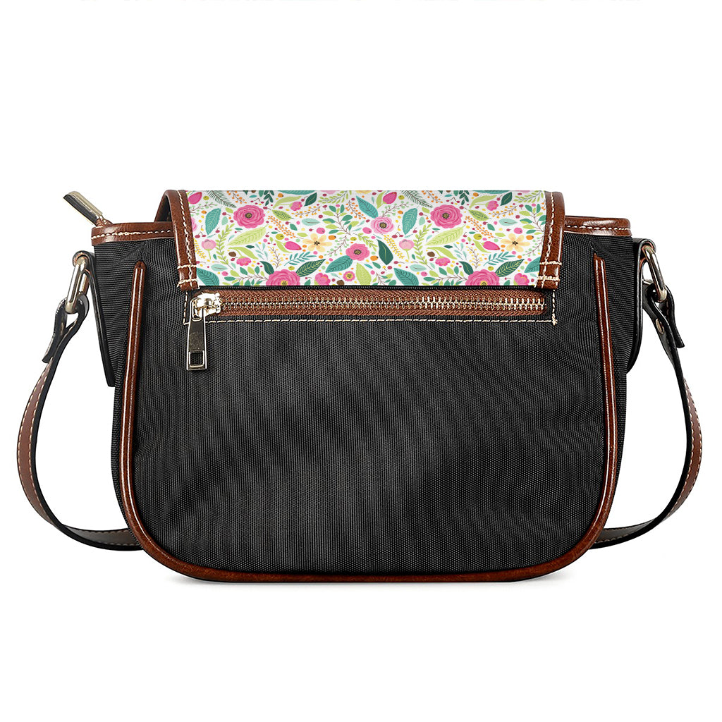 Girly Spring Flower Pattern Print Saddle Bag