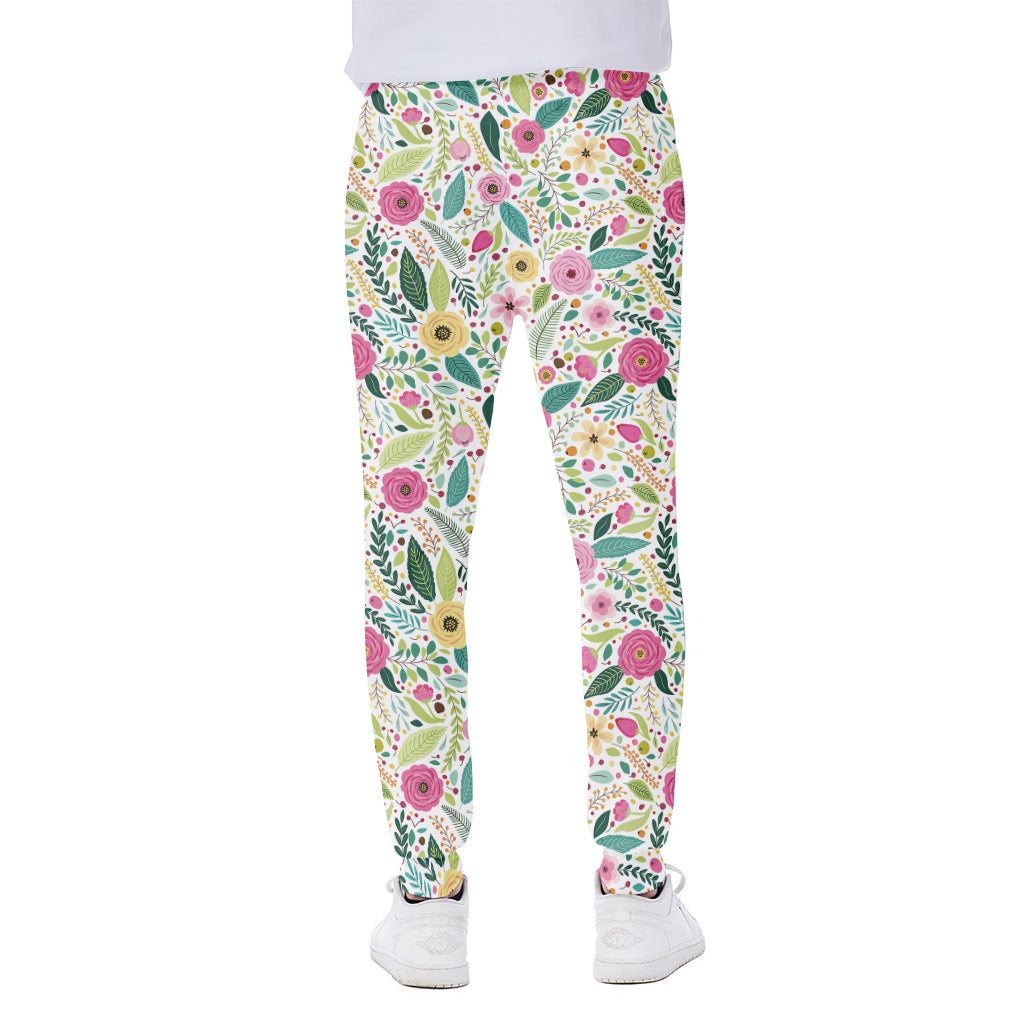 Girly Spring Flower Pattern Print Scuba Joggers