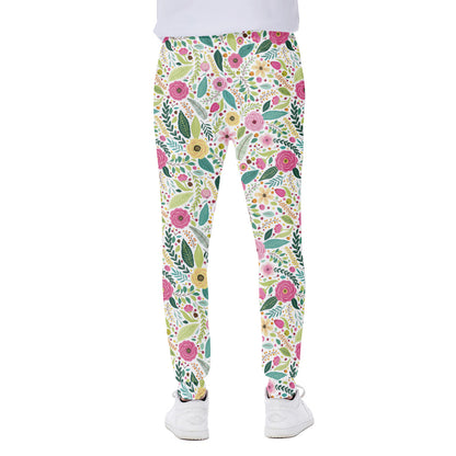 Girly Spring Flower Pattern Print Scuba Joggers