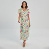 Girly Spring Flower Pattern Print Short Sleeve Maxi Dress